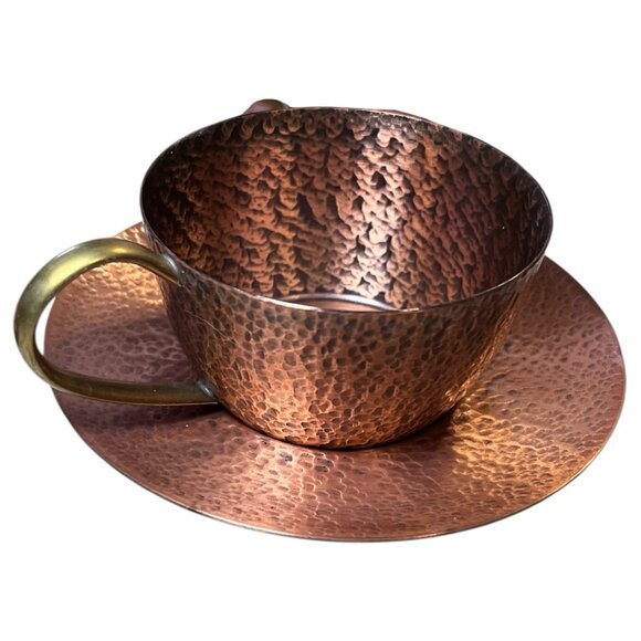 Copper Handarbeit Teacup and Saucer Set Of 6 - Picture 2 of 14